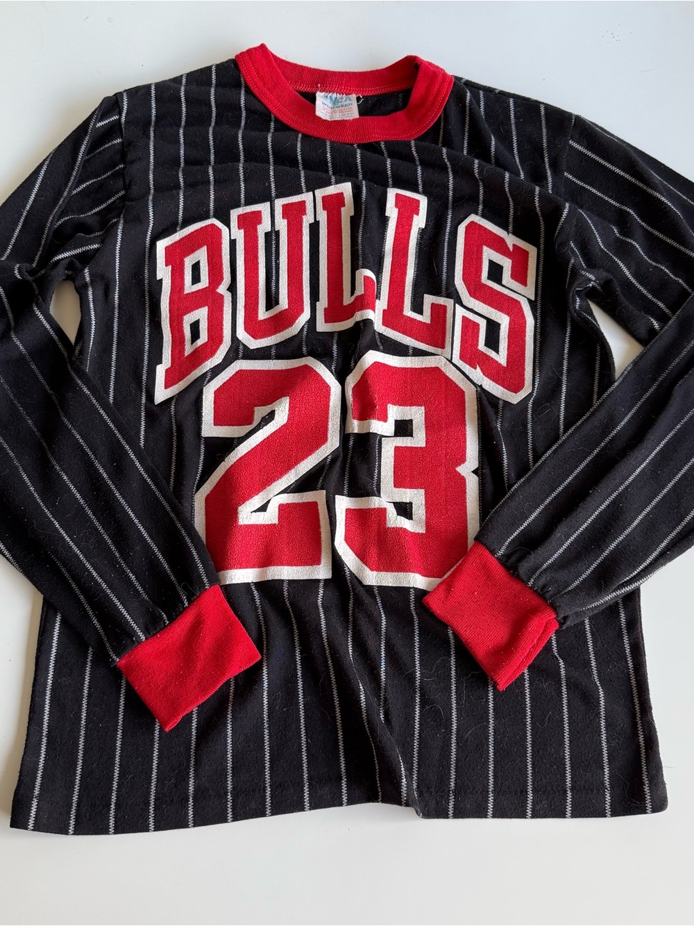 Y2K Chicago Bulls 23 Jersey Long Sleeve Shirt Youth Pinstripe Basketball Tee